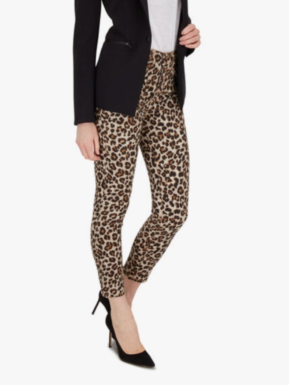 Veronica Beard Debbie 10” High Rise Leopard Cut Print Jeans Sz 24 Ankle